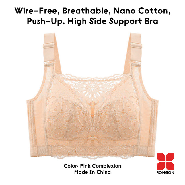Wire-Free, Breathable, Nono Cotton, Push-Up, High Side Support Bra