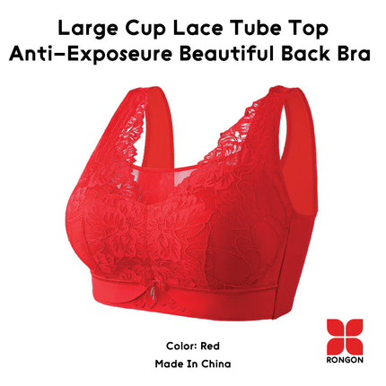 Large Cup Lace Tube Top Anti-Exposeure Beautiful Back Bra