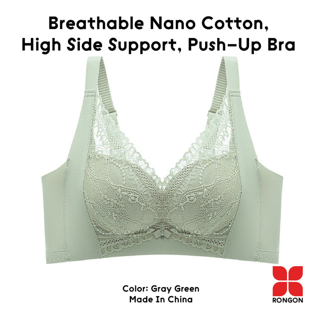 Breathable Nano Cotton,  High Side Support, Push-Up Bra